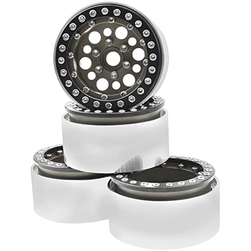 4Pack ShareGoo Aluminum Alloy 1.9" Beadlock Wheel Rims Hubs Compatible with Traxxas TRX4 Axial SCX10 RCAWD D90 D110 Tamiya CC01 1/10 RC Crawler Car (Titanium) - color: Titanium
