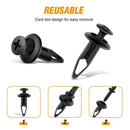 GOOACC 100PCS Bumper Rivet Clips Fastener Screw for Yamaha Rhino 450 660 700 Grizzly 600 Body Fender Hood Fuel Tank Panel Push Fastener Rivet Screw Clips - color: 100Pcs 6.5mm Clips