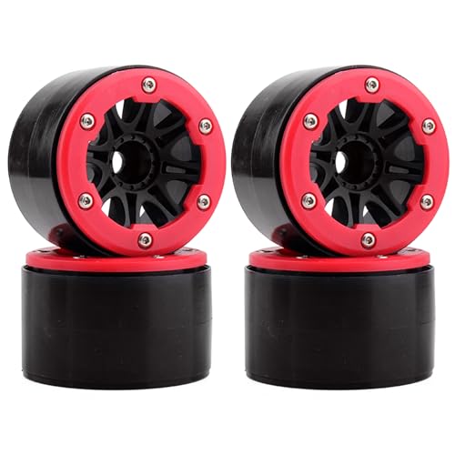 4PCS Plastic 2.2 Inch Beadlock Wheel Rim Wheel Hub 12mm Hex for 1/10 RC Off Road Rock Crawler Car for Axial SCX10 90046 TRX4 Wraith RR10 RBX10 Yeti Capra 2.2Inch Tires(8Holes-Red) - color: 8holes-red