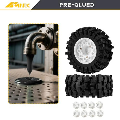 Plastic RC Short Course Truck Wheels and Rubber Tires & 12MM 14MM 17MM Hex Kit for 1/10 Arrma Senton Slash 4×4 2WD for Axial Losi Series Upgrade Part White - color: White