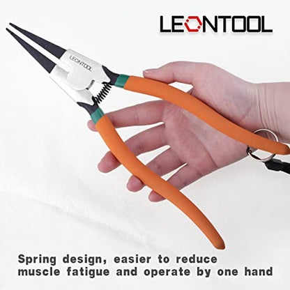 11-Inch Lock Ring Pliers Flat Snap Ring Pliers with Ring and Anti-loss Rope Special Circlip Pliers Reverse Pliers Retaining Ring Pliers Spreader Pliers for Transmission Transfer Cases - size: 11" with Ring & Rope