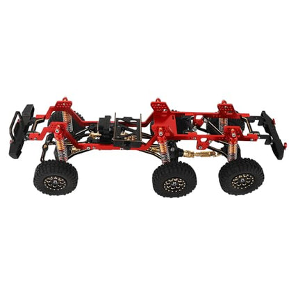 TRX-4M 6x6 RC Chassis Frame with Axles Transmission Wheels Skid Plate DIY for TRX4M 1/18 RC Crawler Metal Upgarde Parts (red) - color: Red