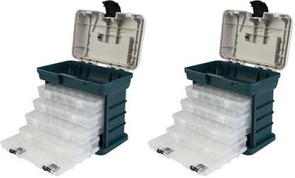Portable Tool Box - Small Parts Organizer with Drawers and Customizable Compartments for Hardware, Fishing Tackle, Beads, or Crafts by Stalwart (Gray) (Pack of 2) - size: Pack of 2