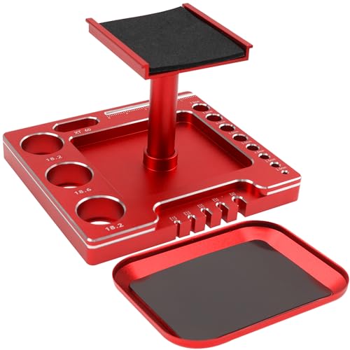 RC Car Work Stand 360 Degree Rotation Repair Workstation Stand Kit Compatible with Traxxas TRX4M Axial SCX24 FMS FCX24 Wltoys 1/18 1/24 Scale RC Car (Red) - color: Red