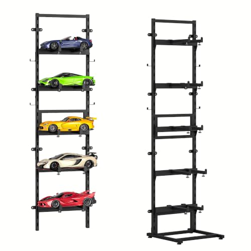 Wall Mount＆Floor RC Car Display Stand, 5 Tier Adjustable RC Car Rack | for Crawler Trucks Workstation,RC Storage Shelf for RC Model Cars 1/6 1/10 1/12 1/24 1/18 Fcx10 Fcx24 Fcx18 Scx24 Scx18 Scx10