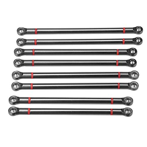 Aluminum Alloy Link Rod Linkage,plplaaoo 8Pcs Link Rod,RC Car Chassis Link Rod,313MM Wheelbase Upgrade Parts Link Rod Chassis Linkage Compatible with Axial SCX10 1/10 RC Car Crawler(Black) - color: Black
