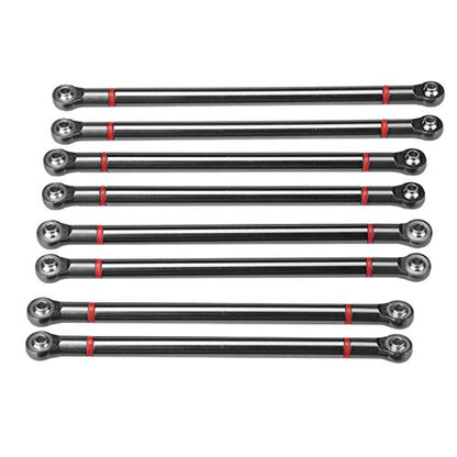 Aluminum Alloy Link Rod Linkage,plplaaoo 8Pcs Link Rod,RC Car Chassis Link Rod,313MM Wheelbase Upgrade Parts Link Rod Chassis Linkage Compatible with Axial SCX10 1/10 RC Car Crawler(Black) - color: Black