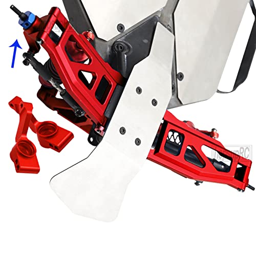 Alloy Steering Blocks Caster Blocks C-Hubs Stub Axle Carriers Upgrades Part for 1/10 Slash Rustler Stampede Hoss 4x4 VXL 4wd,Left & Right,w/Wheel Hex & Bearings Hops Up,Red - color: Blocks-Red