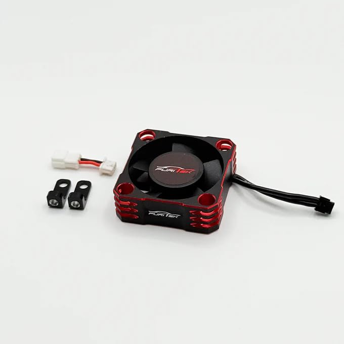 Furitek AeroSpin 30K Aluminum Fan Kit for SlideTech ESC – Remote Control Car, RC Car Electronic Accessory, RC Car ESC Cooling Fan (Black Red (FUR-2674)) - color: Black Red (FUR-2674)