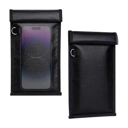 2 PCS Phone Faraday Bags, Key Fob Signal Shielding Pouch, Water & Fireproof RFID Blocking Bag for Phones, Car Keys, GPS Protection (Black)