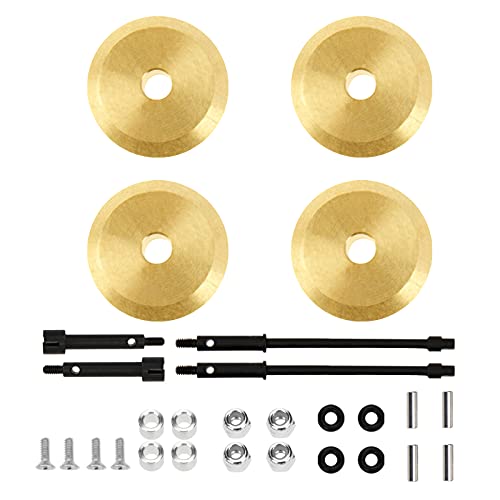4Pack Vgoohobby RC 4mm Brass Wheel Hub Knuckle Counterweight Front Rear Wheel Axle Drive Shaft Joint Compatible with Axial SCX24 Deadbolt AXI90081 AXI00002 AXI00001 1/24 RC Crawler Car