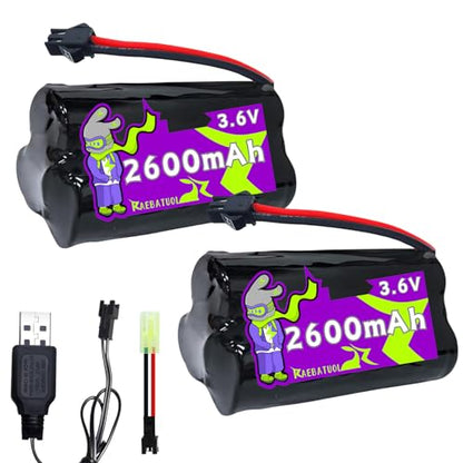 3.6V 2600mAh 1+2 Triangle Sharp Ni-MH Rechargeable Battery with SM-2P Plug(black),Fit for Unitech 0253799 ANIC1566 ELBB001 Lithonia EU2C M6 Emergency/Exit Light/Fire Exit Sign with Charger（3*AA）