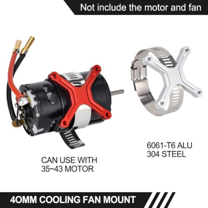 Aluminum 40x40mm RC Cooling Fan Adjustable Mount Bracket, Compatible with 35/43/48/49mm Motors, for 1/5 1/7 1/10 RC Car Truck Buggy Heat Sink Radiator Upgrade Parts (35 43 Silver) - color: 35 43 Silver