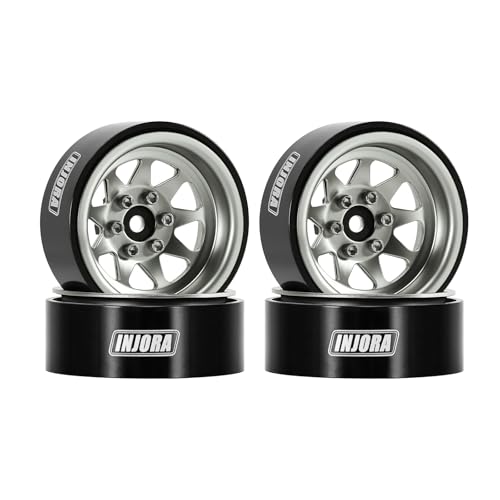INJORA -4.05mm Offset Steel 1.3" Wheels for 1/24 1/18 RC (Gunmetal Grey) - color: Gunmetal Grey
