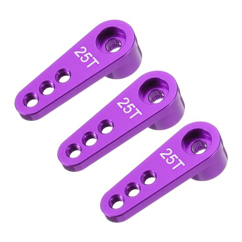 MECCANIXITY Aluminum Alloy 25T Steering Servo Single Arm Horn Purple for DIY RC Car/Boat/Airplane Boat Accessories 3 Pcs - color: Purple