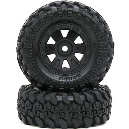 HOBBYSOUL 1.0 Crawler Tires Mounted on 1.0 Beadlock Wheels 7mm Hex, SCX24 Tires and Wheels (with Heavy Duty Metal Middle Rings, 21g/Ring) for 1/24 RC Crawler Axial SCX24 90081 AXI00001, (4-Pack)