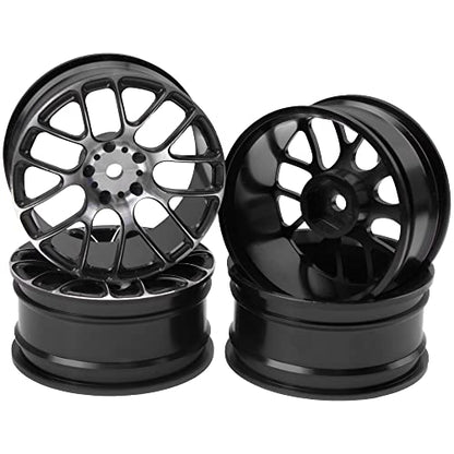 4Pcs Vgoohobby Aluminum Wheel Rims 12mm Hex Hub Width 26mm Compatible with 1/10 Tamiya TT-01 Kyosho RedCat Sakura HSP HPI 1/10 On-Road Racing Touring RC Drift Car (Black) - color: Black