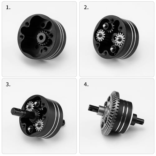 Black Front/Rear Diff Case for Tra-xxas 1/16 Mini Maxx/XRT/Slash 4X4 | Rally VXL Ford RC Upgrade Aluminium Alloy Differential Carrier - color: Black