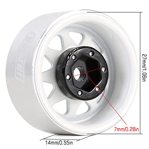 INJORA Stamped Steel 1.0 Beadlock Wheel Deep Dish for 1/18 1/24 RC (White) - color: White