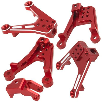 ShareGoo 4PCS Aluminum Front Rear Shock Tower Shock Hoops Bracket Mount Compatible with Axial SCX10 II 90046 90047 1/10 Scale Crawler Upgrade Part (Red) - color: Red