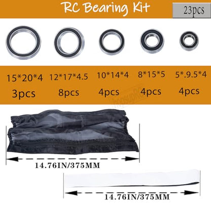 RC Bearing Kit & Chassis Dustproof Rock Snow Water Dirt Resist Guard Cover Upgrades Part for 1/8 Mojave 4X4 4S BLX RC Car,Black