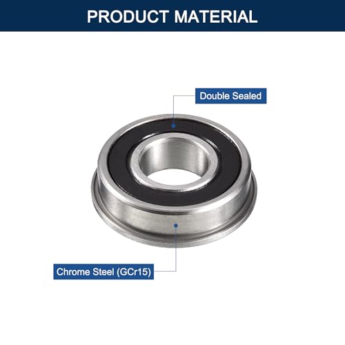 FR8-2RS Flanged Ball Bearing, ID 1/2 x OD 1-1/8" x Width 5/16" Miniature Bearings, Double Rubber Sealed Deep Groove Bearings, Pre-Lubricated (GCr15) Chrome Steel 4pcs - size: FR8-2RS 1/2x1-1/8"x5/16"