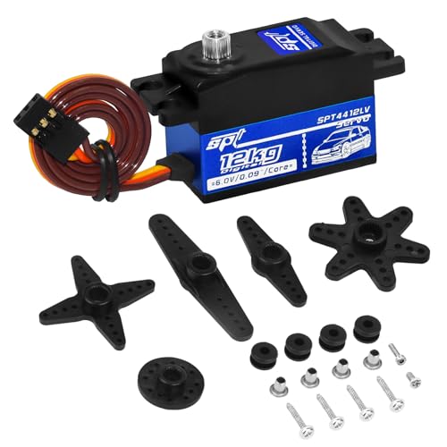 2PCS 12kg Low Profile Servo RC Digital Servo High Torque Full Metal Gear & Steering Servo Arm for 1/10 RC Car - size: 12KG Low Profile Servo-2PCS