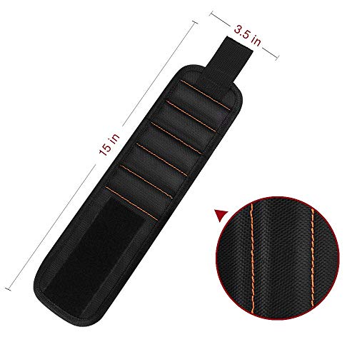 GOOACC G0010A 2 Pack 15 Magnetic Wristband Holding Screws Nails Drill Bits Gadgets Tools Gift for Men Him Dad DIY Handyman Electrician Husband, 2 Pack - color: Black 2 Pack