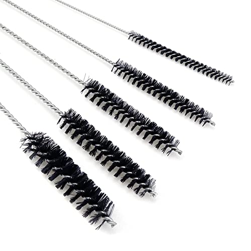 Antrader 15Pcs 4 Inch Nylon Tube Cleaning Brushes Set, Multi-Size Diameter | Flexible Bristle Pipe Cleaners with Keyring,Multi Size Combination, Universal For Carburetor/Tube/Straw