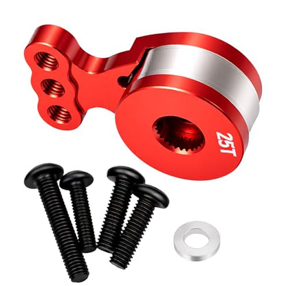 RC 25T Servo Saver Aluminum 3 Holes Adjustable Hi-Torque Servo Horn Servo Saver Compatible with Tamiya TT02 TT02B 1/10 RC On Road Touring Car Upgrade Replacement Parts (Red) - color: Red