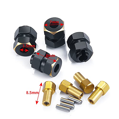 RC-Hub Heavy Coating Brass Counterweight Steering Knuckles Wheel Hex Diff Cover for 1/24 Axial SCX24 RC Crawler Car (Extended Wheel Hex) - color: Extended Wheel Hex