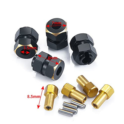 RC-Hub Heavy Coating Brass Counterweight Steering Knuckles Wheel Hex Diff Cover for 1/24 Axial SCX24 RC Crawler Car (Extended Wheel Hex) - color: Extended Wheel Hex