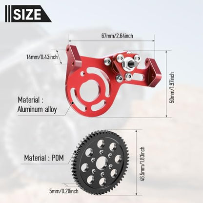 GLOBACT 30% OD Transmission Set with Delrin Spur Gear for Axial SCX10 Capra | Forward Motor Mount Set