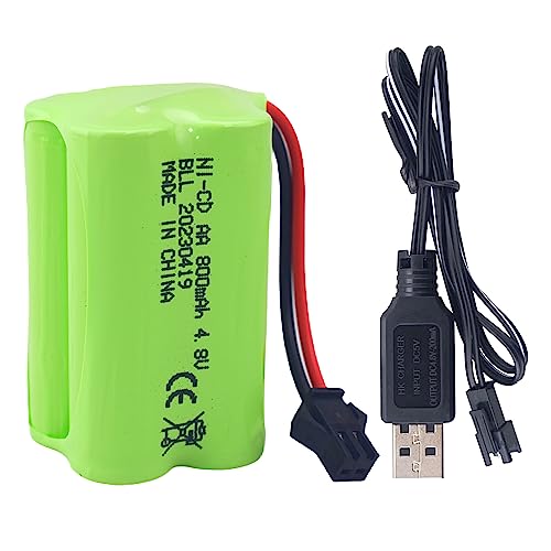 AA 4.8V 800mAh Charging Battery with SM-2P Plug and USB Charging Cable for 1/28 Stunt RC Car C128 1/28 NB2801 NB2802 NB2803 Double-Sided Rolling and Spinning Stunt Car Robot Electric Toy