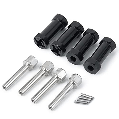 RC 12mm Wheel Hex Drive Hubs Combiner Coupler Aluminum 15mm/20mm/25mm/30mm Offset Extension Longer Combiner Drive Adapter for 1/10 Axial SCX10 Wraith RC Car Upgrade Parts (Black - 30mm) - color: Black - 30mm