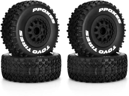 fujita 1/10 RC Racing Short Course Truck Tire & Off-Road Tyre Set Competible for ARRMA SENTON 3S Traxxas Slash4X4 Losi Tenacity Redcat HPI HSP RC Hort Course Truck Car（Black D） - color: Black D