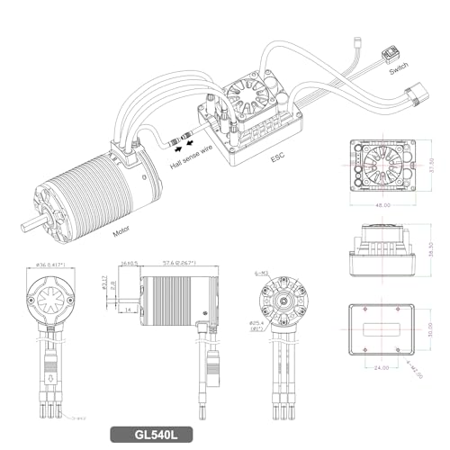XC GL540L&GL10 APP Controls 1/10 Crawler Off Road FOC ESC and Sensored Brushless Motor Combo,80A Current,2-4S Lipo,6.0/7.4V BEC,IP67 Water Proof (1400KV)