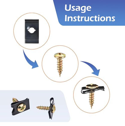 170PCS Car U-Clip and Screw Assortment Kit, 9 Different Sizes Auto U Nut Screw Clip, Car Body Screw Replacement Parts for Dash Door Panel Interior
