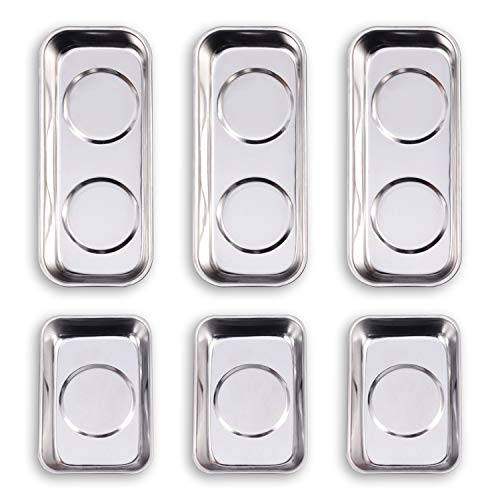 6-Piece Magnetic Tray Set (3.6" x 2.4" / 5.9" x 2.5" Square), Magnet Tool Trays Parts Holder, Best Gift for Men, Women, DIY Handyman, Woodworker, Father