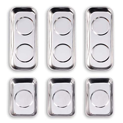 6-Piece Magnetic Tray Set (3.6" x 2.4" / 5.9" x 2.5" Square), Magnet Tool Trays Parts Holder, Best Gift for Men, Women, DIY Handyman, Woodworker, Father