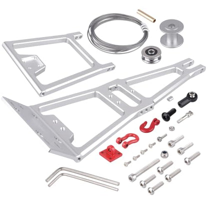 HobbyPark RC Crawler Tow Rig Crane 1/10 Scale Winch Stent Rescue Wrecker Kit Trailer Tow Hook for TRX4 SCX10 II Capra LCG Chassis Frame DIY Parts Updates (Silver) - color: Silver