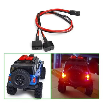 RC Cars Models For Axial For SCX24 AXI00006 For Bronco 1/24 2PCS Rear Tail Light Set Cable Harness RC Car Parts Tracked Vehicle Parts Upgrade And Replacement