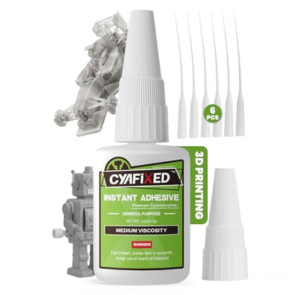 3D Printer Plastic Super Glue Clear 1oz, Medium Superglue Repair 3D Printing Miniature PLA PETG, All Purpose Instant Waterproof Cyanoacrylate Adhesive Bonding for Metal Glass Ceramic Wood Rubber - size: 1 oz