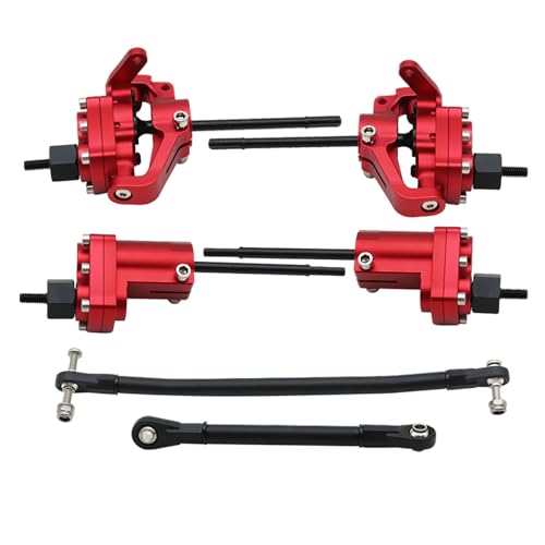 1/10 RC Crawler Aluminum Portal Front and Rear Axle Set for Axial SCX10 II 90046 90047 AR44 – CNC Alloy Axles with Steering Link Upgrade Parts for SCX10 Trucks (Red Set) - color: Red Set