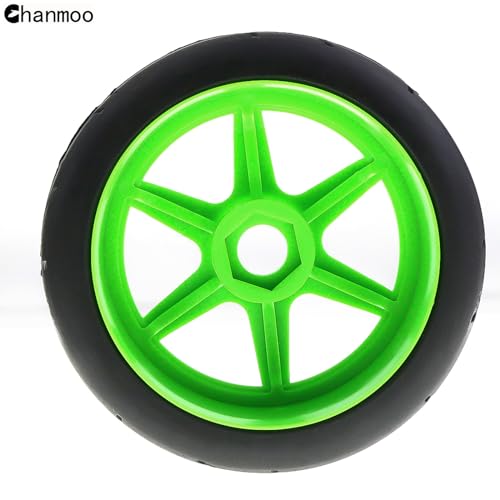 1/8 RC On Road Tires And Hard Plastic Drift Wheels 17mm Hex Rally Racing Tyres For 1:8 Scale Touring Street Car Tamiya HPI WR8 HSP Hobao ARRMA Redcat Losi Kyosho VRX W10 4PCS (Green) - color: Green