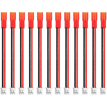 12Pack ShareGoo JST to PH2.0 2Pin Adapter with 3.14" 22AWG Cable Wire Compatible with Blade mCP-X Use E-Flite 120 SR Battery & Axial SCX24 1/24 RC Car Charging