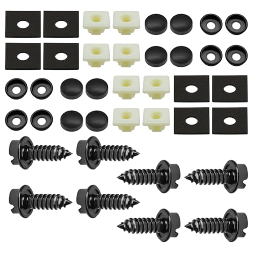 Rustproof Car License Plate Screw Kit, Stainless Steel Anti-Theft Anti-Rattle License Plate Frames Cover Fasteners, Universal Auto Self-Tapping Mounting Bolts for Car/Truck/SUV (8Sets) - size: 8Sets