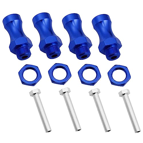 Hobbypark Metal Alumimum 12mm to 17mm Wheel Hex Hub Adapter Extension Conversion w/Wrench for 1/10 RC Cars Monster Trucks Off Road Buggy Upgrade 1/8 Tires (with Navy Blue Adapter)
