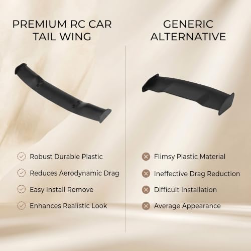 RC Car Tail Wing, Drifting RC Wing with Base Mount and Screws, 1/10 Scale Spoiler for RC Enthusiasts, Hobbyists, and Drift Racing Models