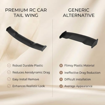 RC Car Tail Wing, Drifting RC Wing with Base Mount and Screws, 1/10 Scale Spoiler for RC Enthusiasts, Hobbyists, and Drift Racing Models